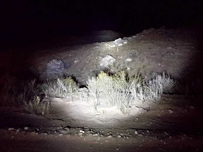 rocky hill at night