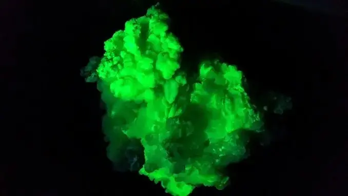 Fluorescent Bright Green-Blue-White Aragonite