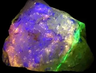 fluorescent green vein yellow peach purple quartz